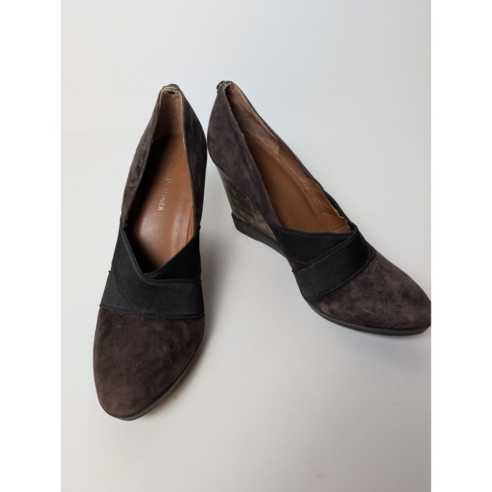 Donald J Pliner Carla Brown Suede Leather Wedge Heel Loafers Shoes Size 10M
